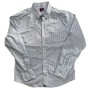 UNTUCKit Durif Blue Check Shirt Men's‎ Large Slim Fit Wrinkle Free Cotton